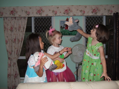 Puppet show with the Fisher kids